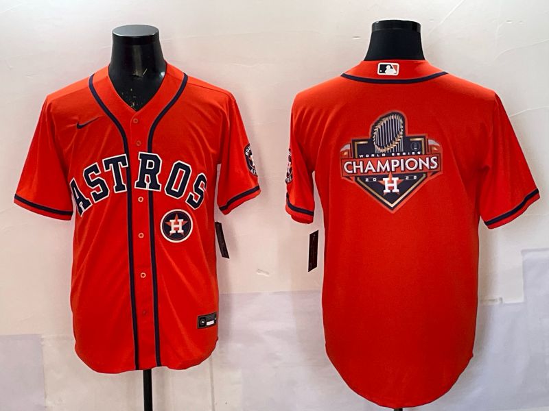 Men 2025 Houston Astros Blank Orange Nike MLB Jersey style 075